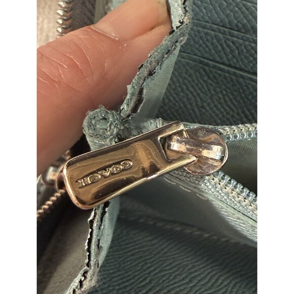 Coach Factory Wallet 6.75X3.75x2” Teal Leather Zip Around - Picture 6 of 11